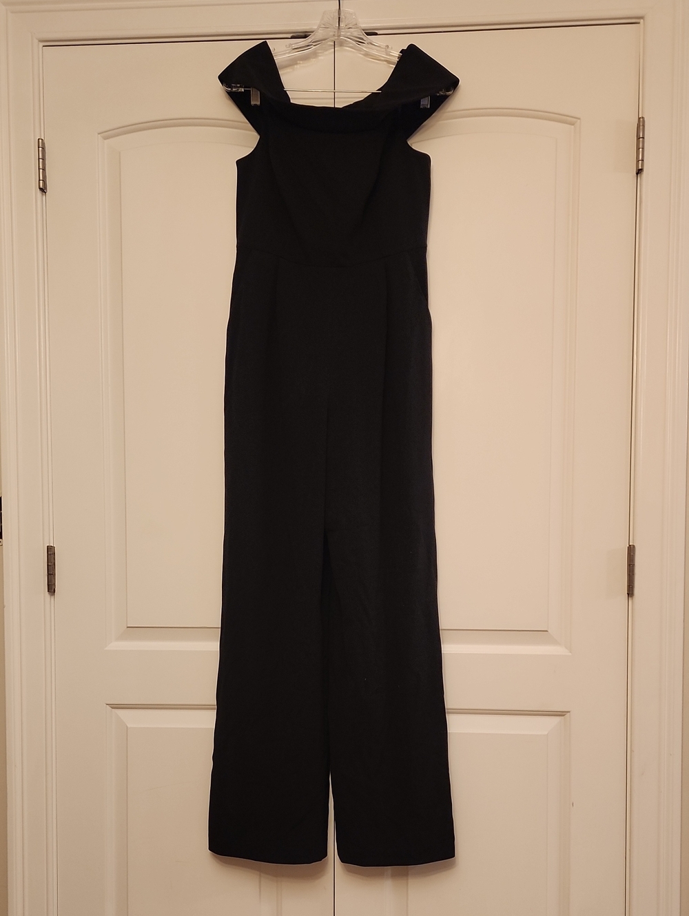 Calvin Klein Black Off-Shoulder Wide-Leg Jumpsuit